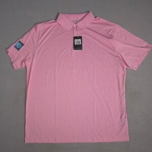 New Nike Golf Mens 2XL Pink Stripe Dri-FIT Polo Shirt The One In Six Foundation